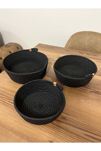 Namteks 25x10-23x9-20x8 Dimensiune 3 bucăți Coș negru pentru baie, bucătărie,...
