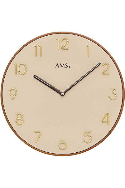 AMS Ceas de perete 9563, cuarț, bej, analogic, modern