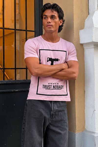 Madmext Uzi printed Pink T-Shirt 2533