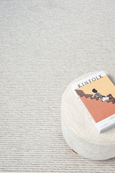 Mariesse Home Naturel Bukleli Yumuşak Dokulu Beyaz Bej Iskandinav Koridor Kesme Yolluk Dokuma Halı