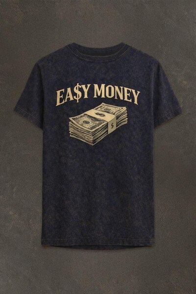 technomonkey Tricou pentru bărbați, albastru marin, cu imprimeu Easy Money, s...