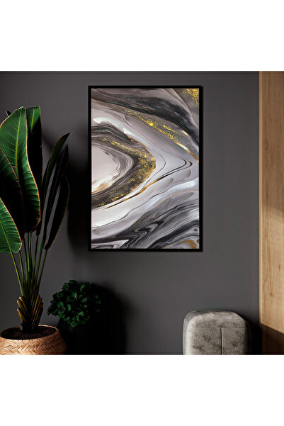 MallDeco Tablou Canvas Modern cu Efect Marmură cu Accente Pictate Manual