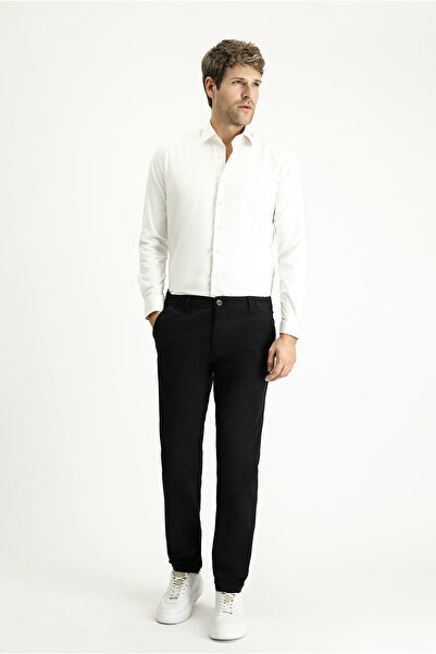 Kiğılı Regular Fit Standard Cut Lycra Canvas / Chino Trousers with Elastic Waist