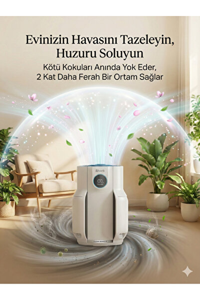 Shark 130 m² 3 Katmanlı HEPA Filtreli 10 Yıl Filtre Ömürlü Hava Temizleyici E...