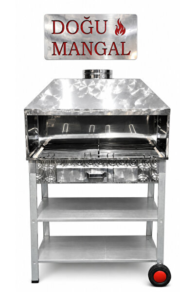 doğu DOĞU 90X40 DAVLUMBAZLI XXL ÇİFT TEZGAHLI 2MM OLUKLU IZGARALI MANGAL