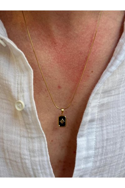 Fjellor Mirri Gold Color Stainless Steel Men's Necklace – Featuring a Polar Star Figure