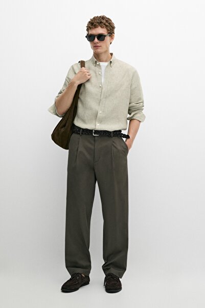 Massimo Dutti Pens detaylı relaxed fit pantolon