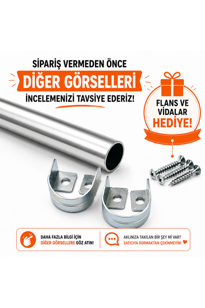 Üsküp Yapı & Mimarlık Dolap İçi Askılık Borusu Krom Elbise Askı Borusu | İste...