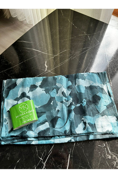 Modakaşmir Patterned Bamboo Shawl Sky Blue