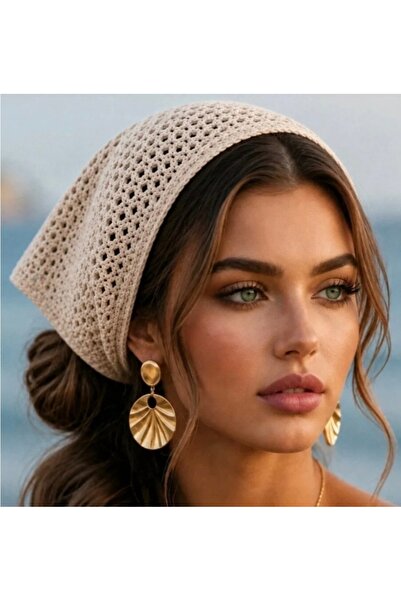 MyHubi Mesh Cotton Blend Stretchy Summer Perforated Knitwear Hair Bandana Bea...