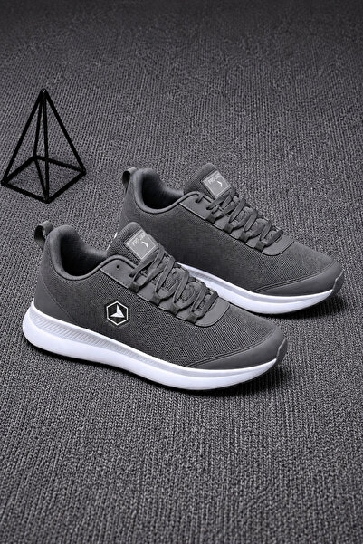 PRO JACK Füme Siyah Bağcıklı Sneaker Koşu Yürüyüş Erkek Spor Ayakkabı