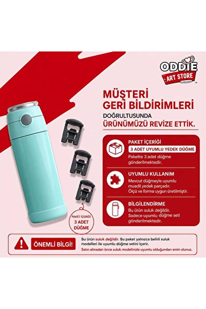 OddieArtStore Suluk Açma Düğmesi (GRİ) - Yedek Parça ( Baby Plus çelik termos...