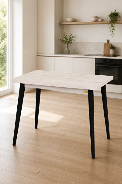 VİLİNZE Avanos Mdf Sabit Traverten Mutfak Masası - 60x90 Cm