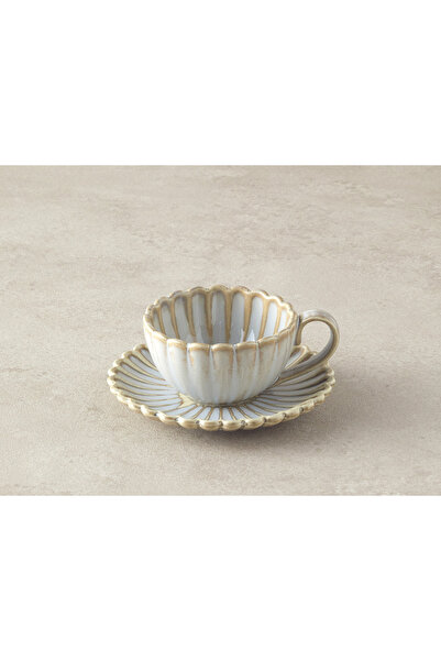 English Home Fiore New Bone China 4 Parça 2 Kişilik Kahve Fincan Takımı Gri