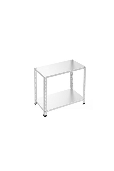 RafBurada 2 Katlı Galvaniz Çelik Raf - Depo, Arşiv, Kiler, Dosya, Market Rafı 31x60 cm-50 cm-0.70 mm