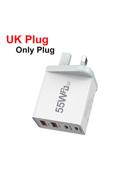 Choice شاحن USB 55 وات بمقبس الاتحاد الأوروبي/الولايات المتحدة/المملكة المتحد...