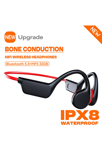 Choice1 X7 BlackRed New True Bone Conduction IPX8 Waterproof Swimming Headpho...