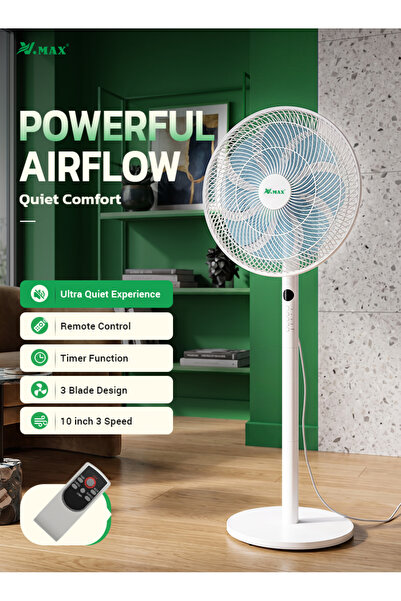 Vmax Standing Fan with Remote Control, Silent Pedestal Fan for Bedroom, Power...