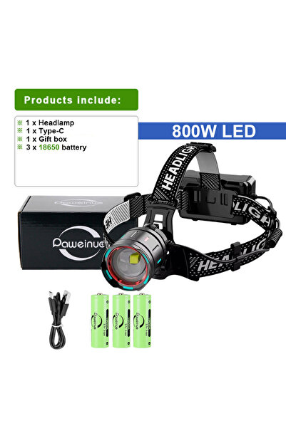 Choice مصباح أمامي قوي 800 وات LED-A 1000000 لومن مصباح أمامي بمستشعر LED 800...