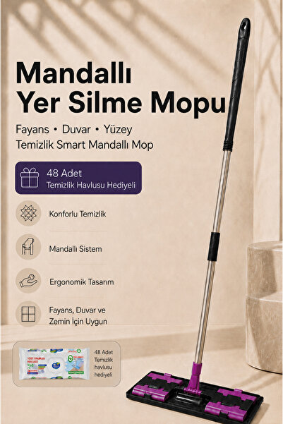 Tidy Home Mandallı Mop - 48 Adet Mop Temizlik Bezi Hediyeli