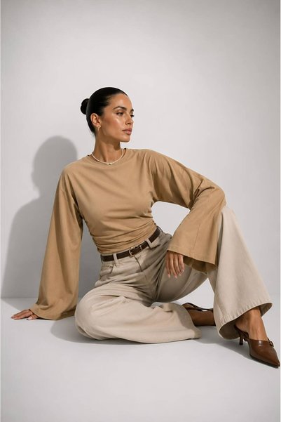 Hira Clothing Viscose Cotton Lycra Natural Blouse\T-Shirt\Top Suitable for Hijab Wear with Waist Fit