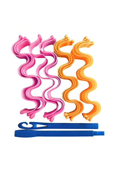 Choice 30CM pink and orange 12pcs Heatless Hair Curler No Heat Hair Rollers S...
