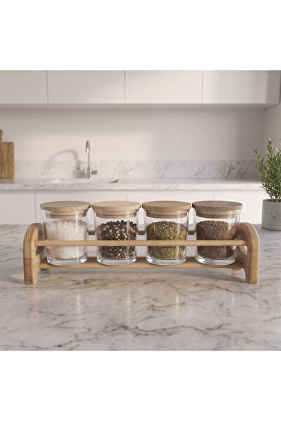 Aryıldız 4-Piece Spice Rack Set with Stand 200 ml