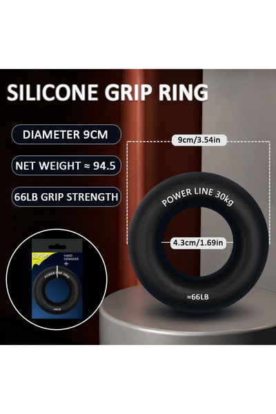 Choice7 Grip 30KG BLACK 1PC Silicone Hand Trainer Finger Gripper Ring Hand Po...