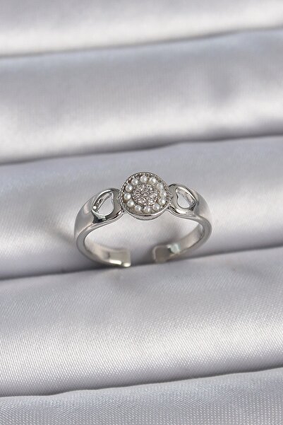 Inure Jewelry Brass Silver Color Zircon Stone Pearl Heart Engraved Detail Adj...