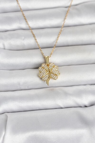 Inure Jewelry 316L Steel Gold Color Openable Clover Model Zircon Stone Women'...