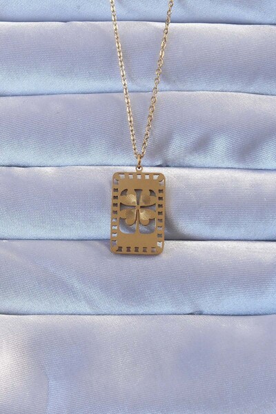 Inure Jewelry 316L الذهب اللون المطرزة البرسيم نموذج قلادة خمر
