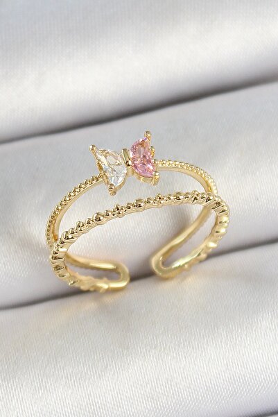 Inure Jewelry خاتم نسائي من النحاس على شكل فراشة من حجر الزركون باللون الذهبي...
