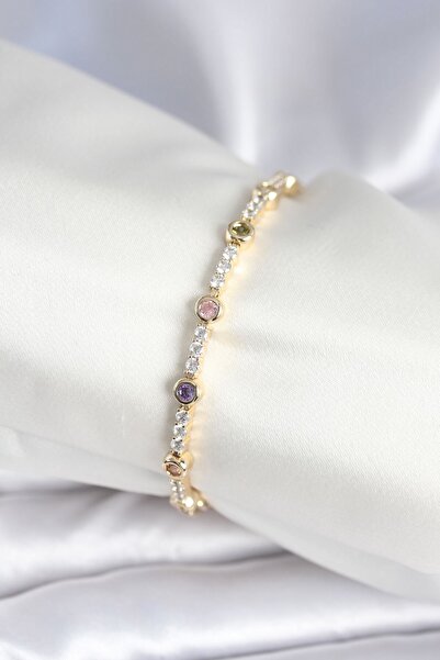 Inure Jewelry سوار نسائي من حجر الزركون الذهبي النحاسي