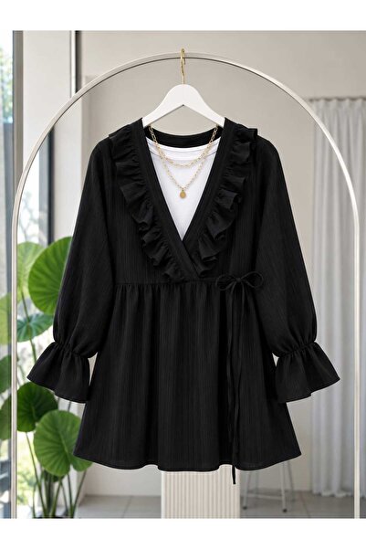 MODA VEDAT Collar Frilly Side Rope Tie Kimono -5066