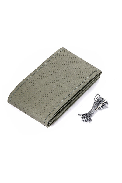 Choice Gray Car Steering Wheel Cover Needles And Braid Thread Artificial Leat...