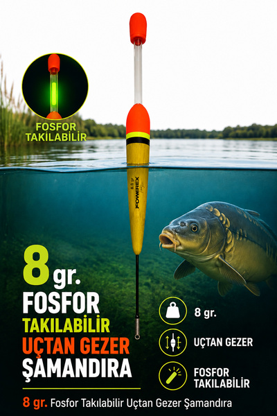 sr sazanrig 5-31 8 gr. Fosfor Takılabilir Uçtan Gezer Şamandıra