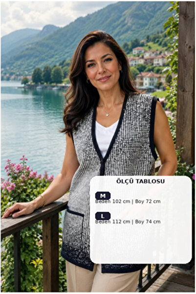 Tuğra ANNE YELEK BÜYÜK 1 ADET LACİVERT KREMLİ BEŞ DÜĞMELİ KALİTELİ KULLANIŞLI...