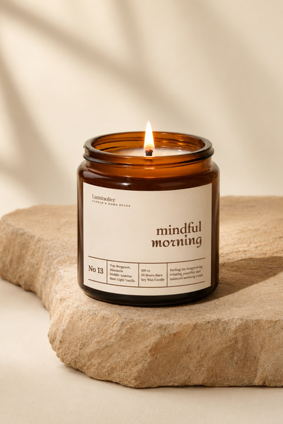 Luminolier Bergamot, Mandalina & Yasemin Kokulu Doğal Soya Mum – 100 cc Amber...