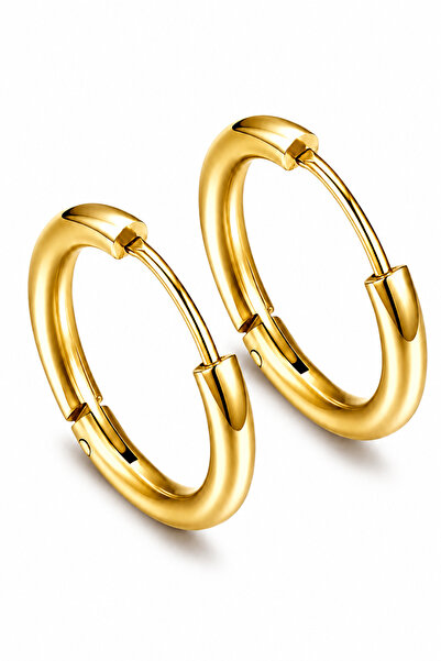 CAXBERN Gold Colored 316l Stainless Women's Hoop Earrings - 10mm