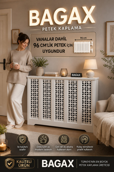 BAGAX Truva Model, Beyaz Renk,iç Ölçü 96 Cm Dış Ölçü 100 Cm Petek Kaplama, Dr...