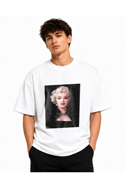Inscriptie Tricou Unisex Bumbac Premium Casual " Marilyn Monroe - red lipstick "