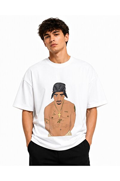 Inscriptie Tricou Unisex Bumbac Premium Casual " Tupac Shakur - drawing easy "