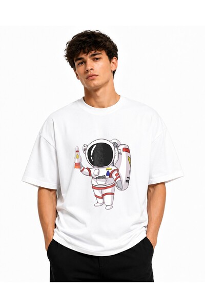Inscriptie Unisex Βαμβακερό T-shirt Υψηλής Ποιότητας Casual  "Καρτούν αστρονα...