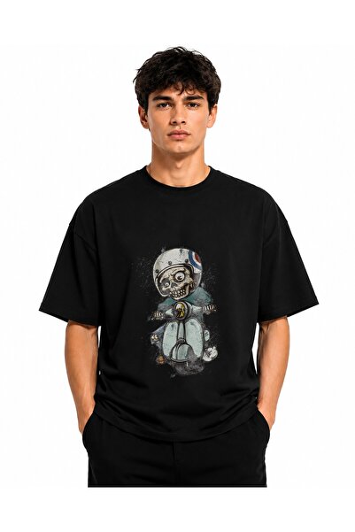 Inscriptie Tricou Unisex Bumbac Premium Casual " Schelet pe scuter "