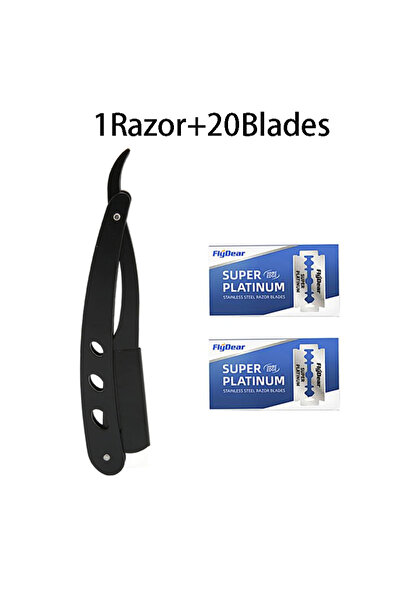 choice2 1Razor and 20Blades Straight Shaver Arm, Men's Folding Manual Shaver,...