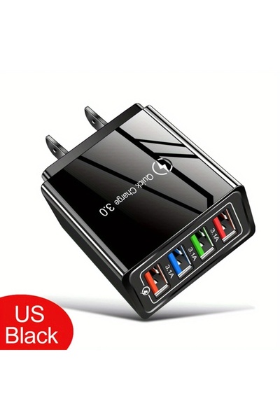 Choice US BLACK EU US Plug 3A USB Charger Multi Port 4 USB Quick Charge 3.0 F...