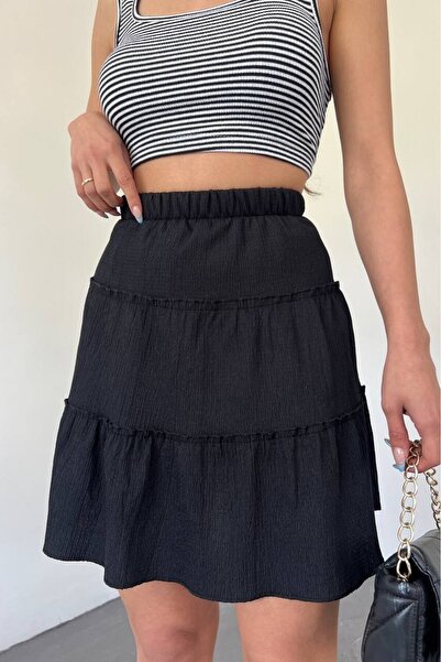 Modamorfo Fustă din stofa bucata cu pantaloni scurti cu talie elastică