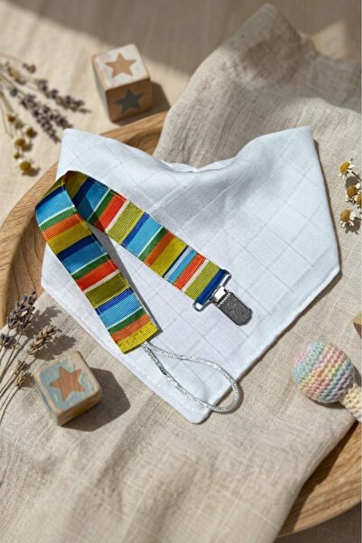 sağel Baby Pacifier Strap-Holder and Feeding Bib