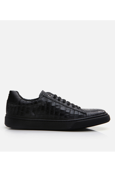 Hotiç Men's Leather Black Casual Shoes