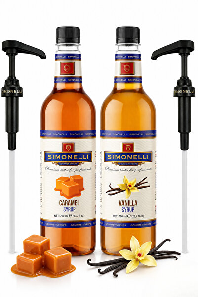 Simonelli Kahve Ve Kokteyl Şurubu Karamel Aromalı Vanilya Aromalı 700 ml Pomp...